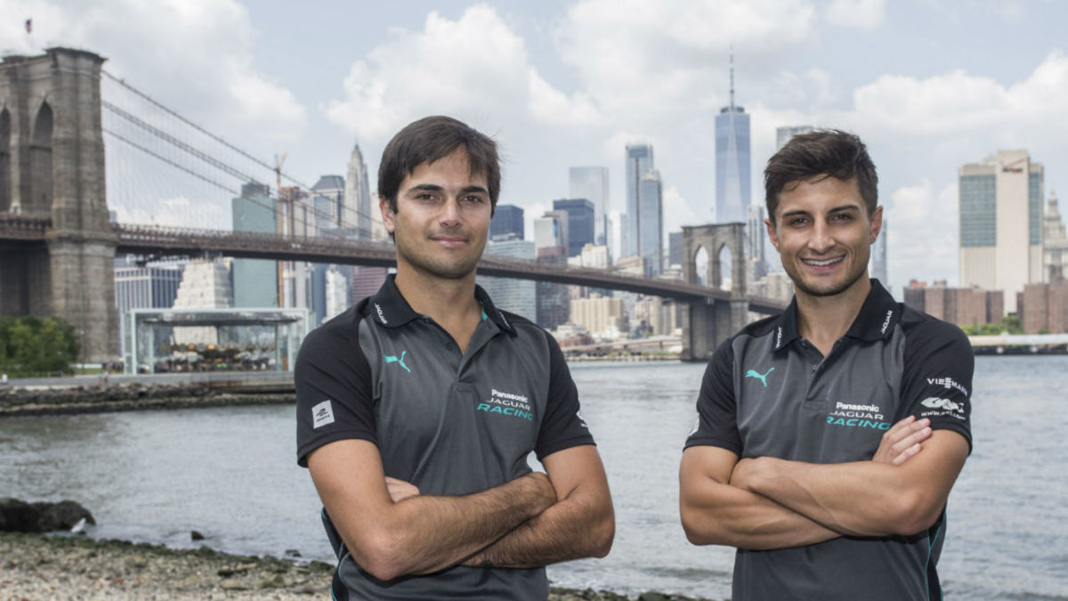 Panasonic Jaguar Racing drivers Nelson Piquet Jr. and Mitch Evans