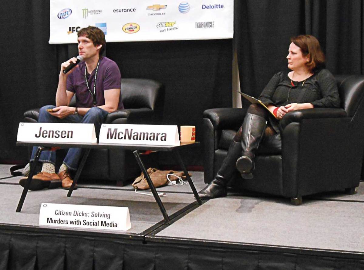 Billy Jensen and the late author Michelle McNamara, seen here at the South by Southwest conference, in 2014.