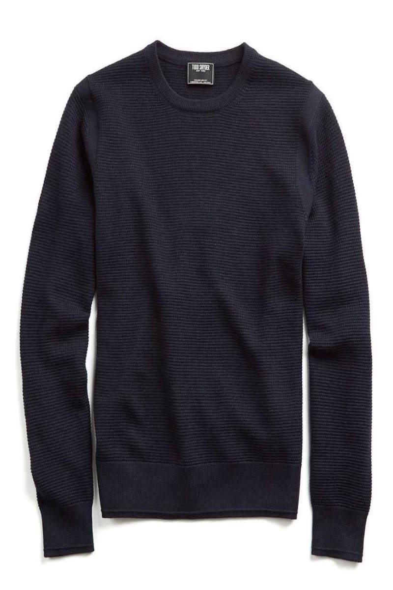 MERINO WAFFLE CREWNECK SWEATER