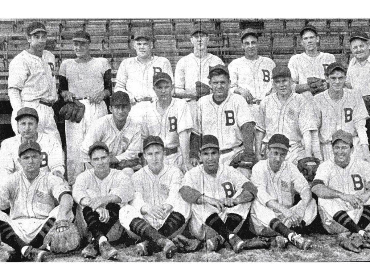 The 1947 Bridgeport Bees, with "Fritz" Luciano in the top row, third from right.
