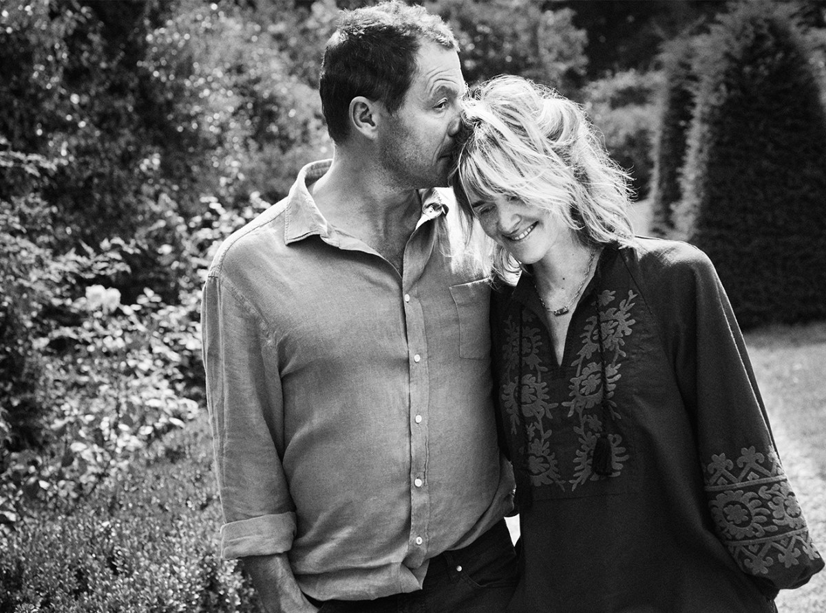 West and his wife, Catherine FitzGerald, in the kitchen garden.