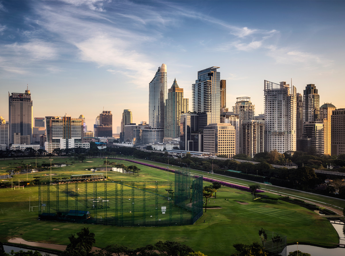 City View Morning Twilight of Ratchadamri Road Views over the Royal Bangkok Sports Club