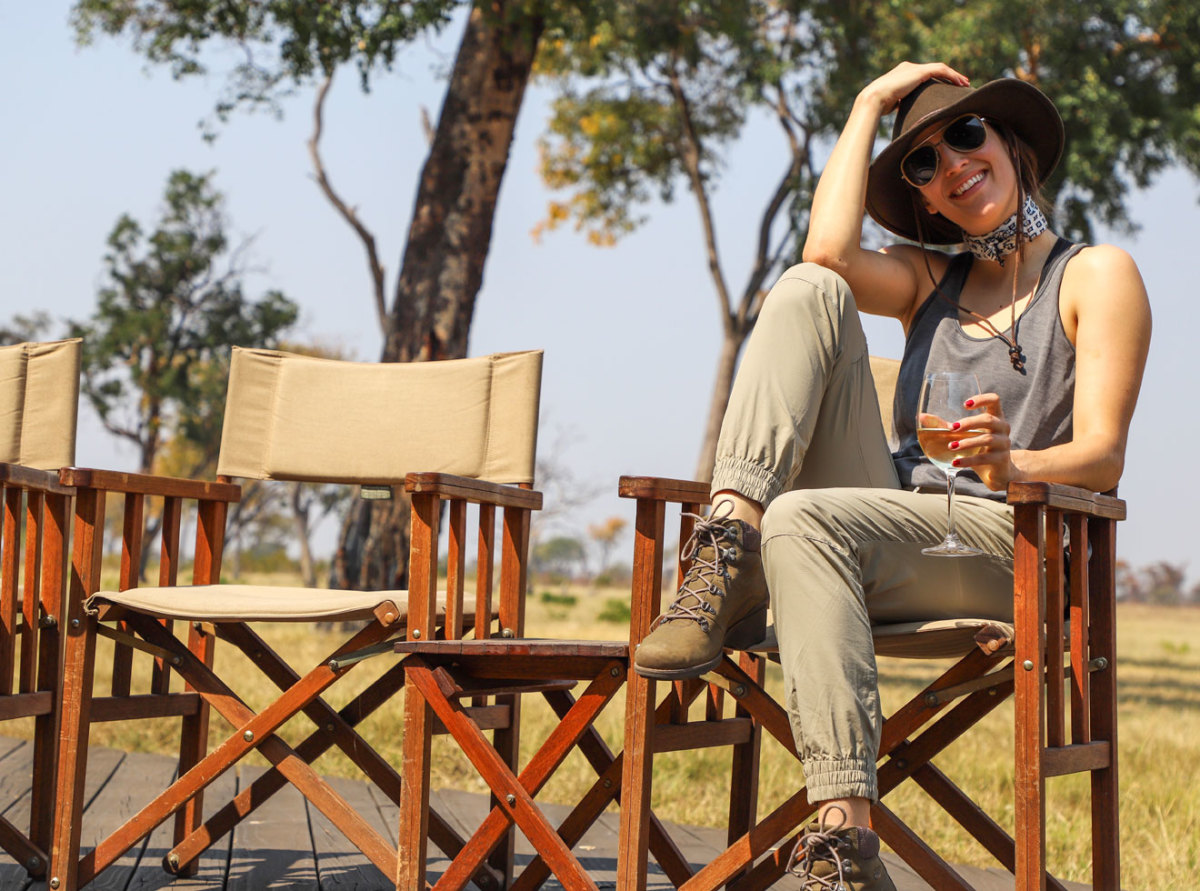 Editor Brittany Smith at Davison's Camp in Zimbabwe