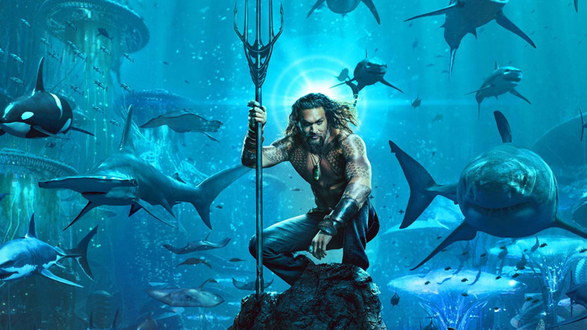 Jason Momoa’s Aquaman, with Jason Momoa, Amber Heard, Patrick Wilson, Dolph Lundgren, Willem Dafoe, Nicole Kidman, and Yahya Abdul Mateen II / Warner Bros.