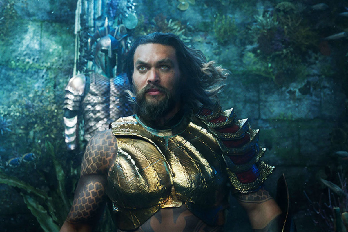 Jason Momoa’s Aquaman, with Jason Momoa, Amber Heard, Patrick Wilson, Dolph Lundgren, Willem Dafoe, Nicole Kidman, and Yahya Abdul Mateen II / Warner Bros.