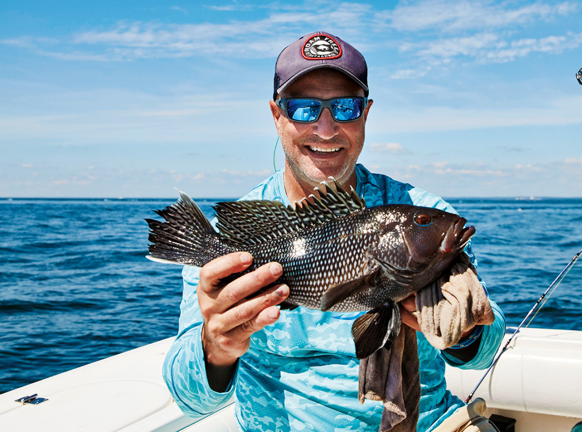 Colicchio he landed with a black sea bass he landed off Long Island.
