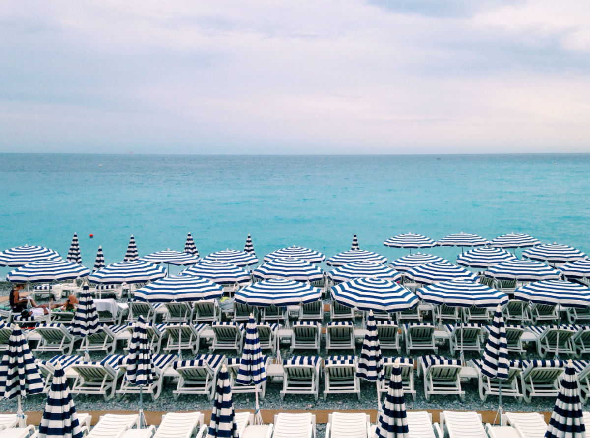 Beach umbrellas in France