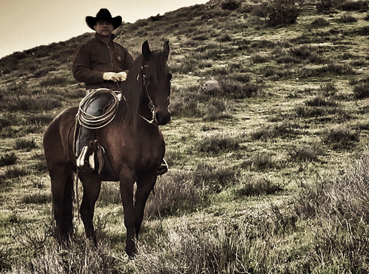 Stuntman Ardeshir Radpour on a horse