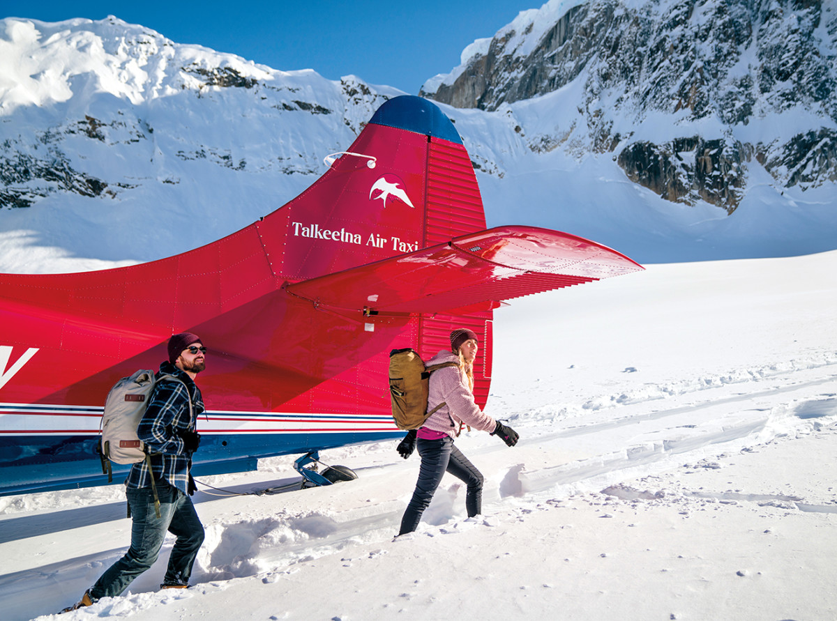 Chalet staffers arrive by air taxi.