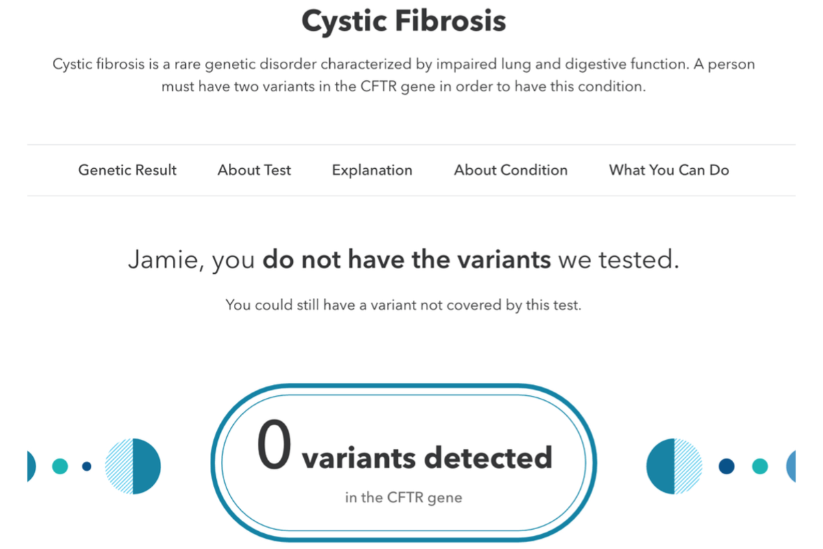 23andMe health report