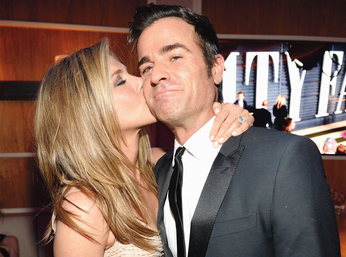 Theroux with ex Jennifer Aniston in 2015.