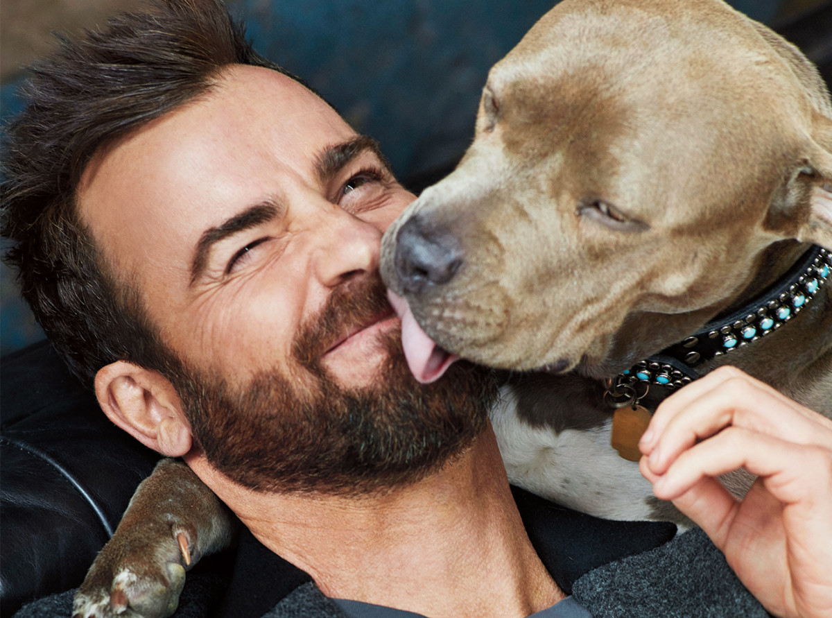 Theroux and his pit bull, Kuma.