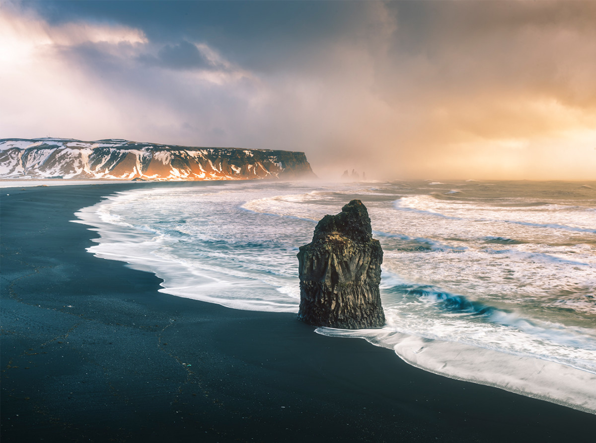 The black beach of Reynisfjara, Vik, Iceland