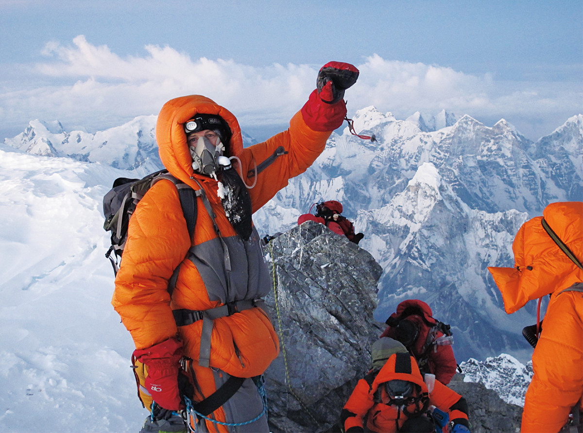 Kedrowski striking a pose on Everest.
