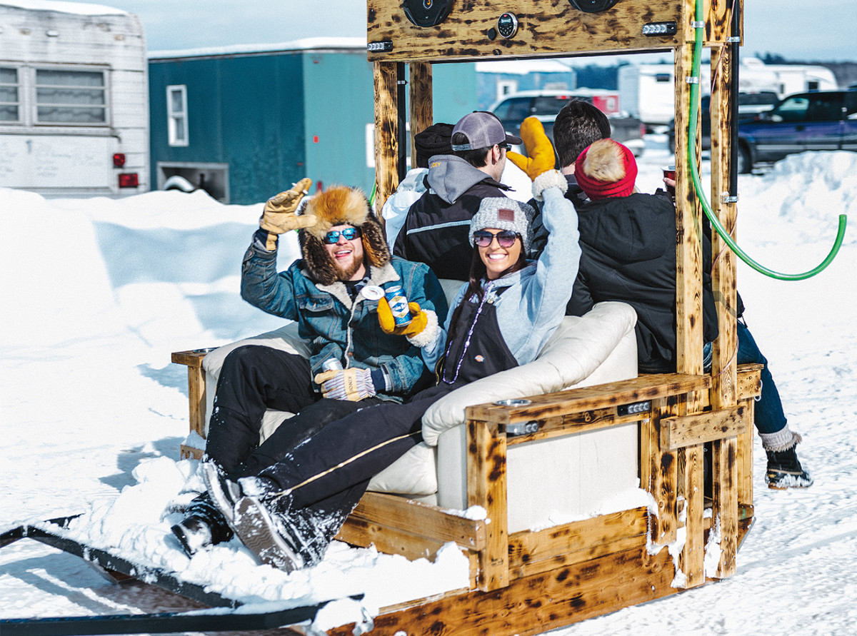 A tricked out love-seat sled.