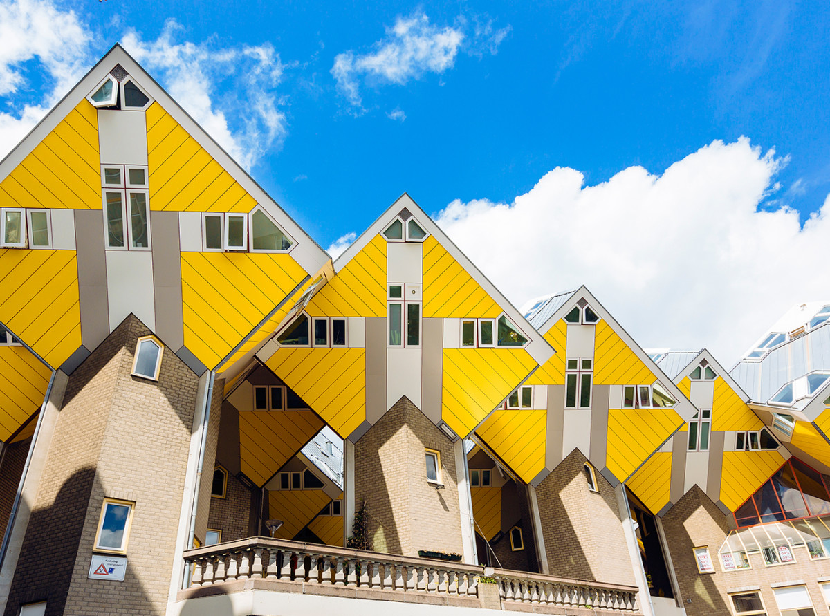Yellow cubic houses in Rotterdam, Netherlands