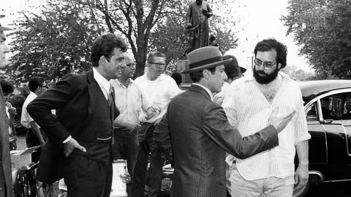 A scene from The Godfather with Francis Ford Coppola, Al Pacino, and Gianni Russo