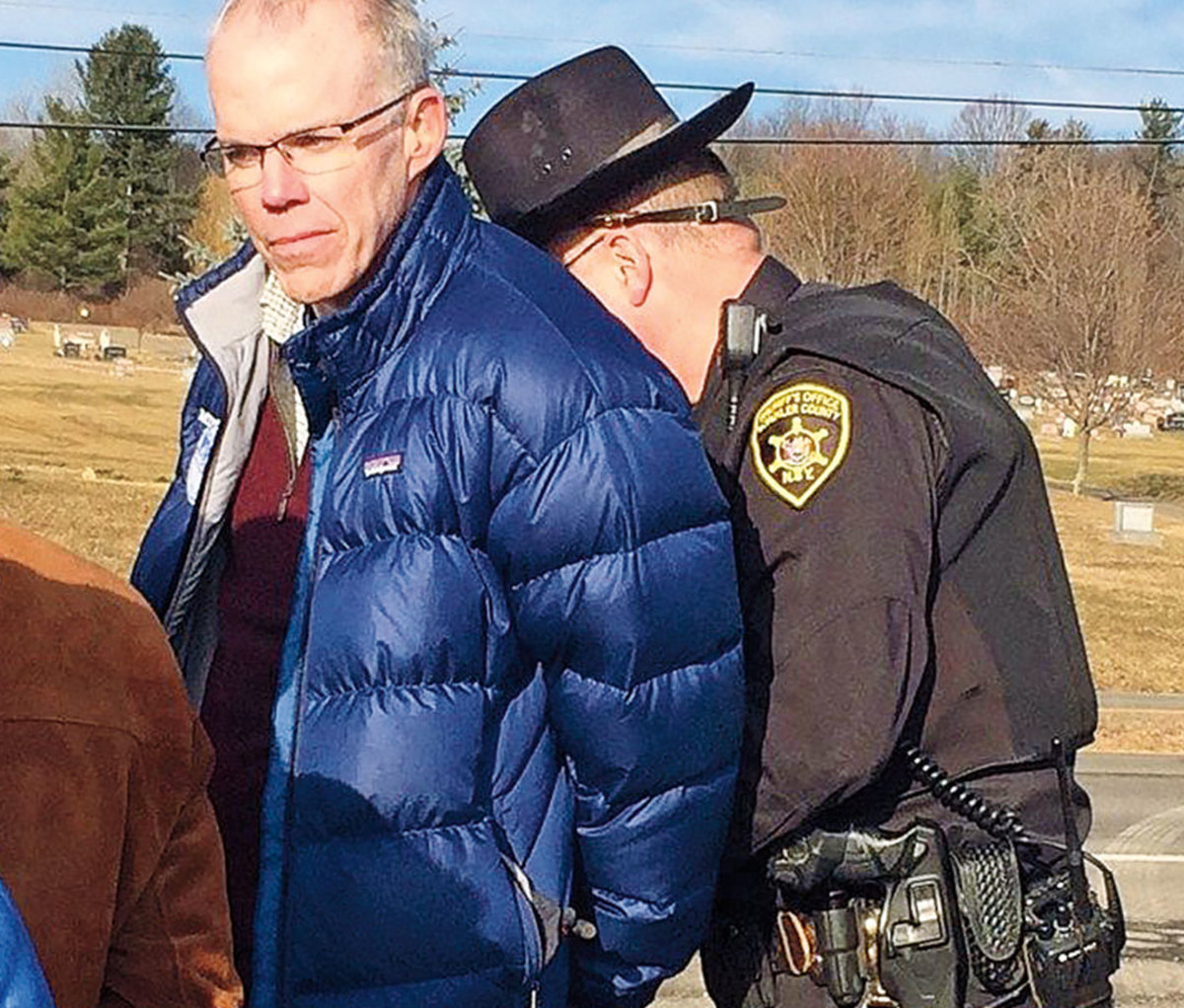 Mckibben is arrested for blocking a gas facility