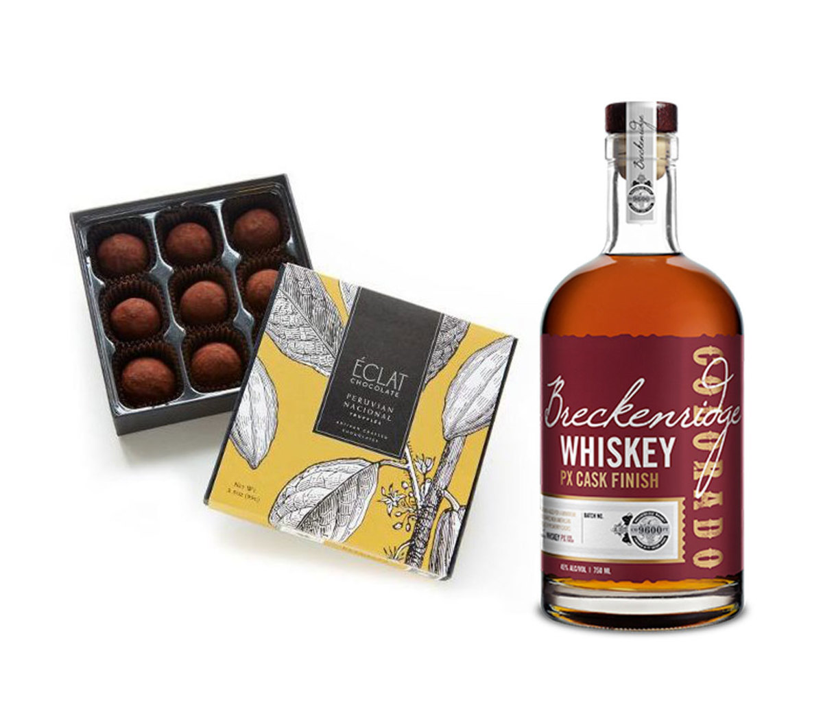 Éclat Chocolate Peruvian Nacional Truffles and Breckenridge Whiskey PX Cask Finish