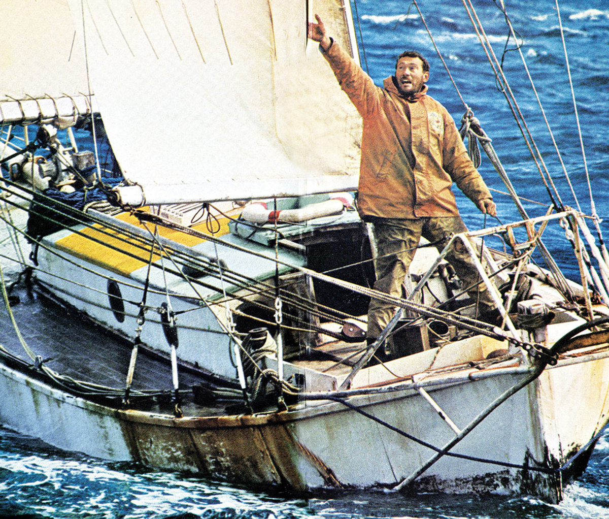 1968 winner Knox-Johnston aboard Suhaili.