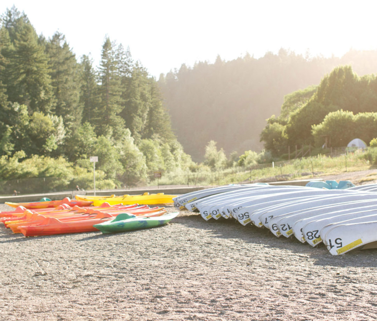 Canoes and kayaks at AutoCamp