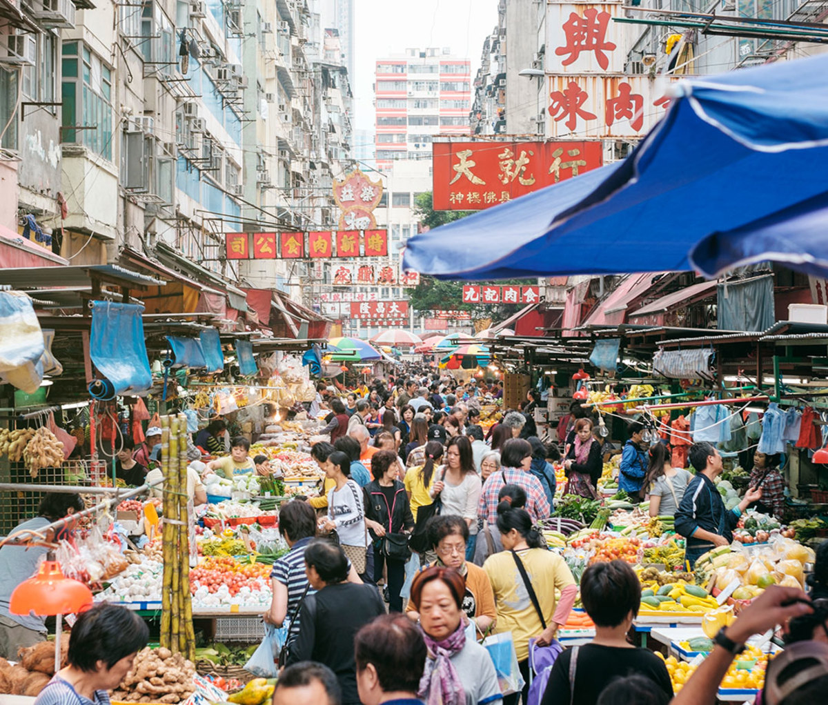 Crowded Hong Kong Street Market