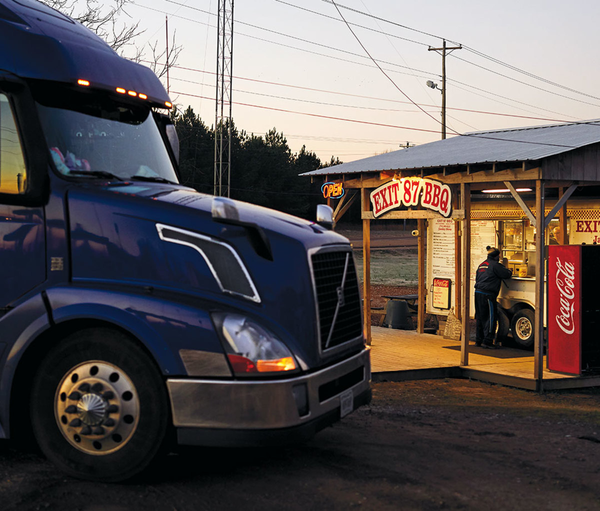 a truck pulls up for a morning meal.