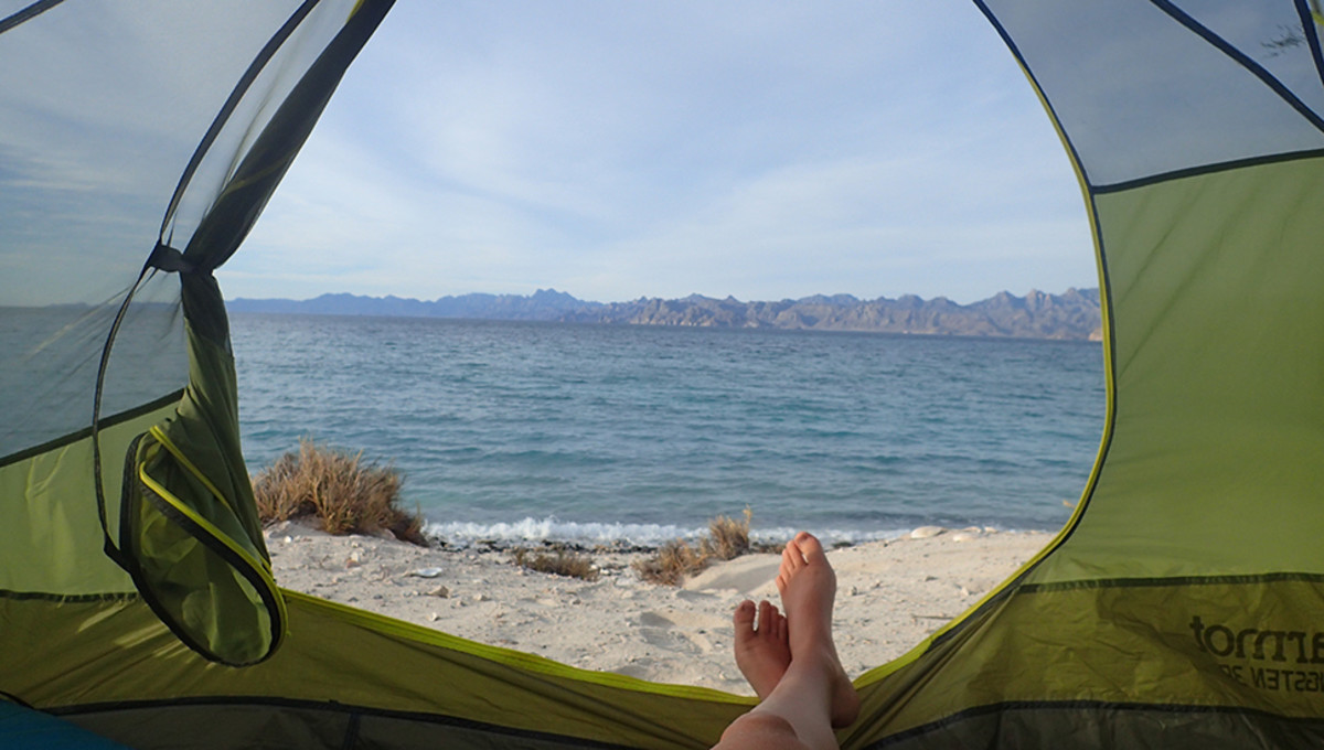 Sleeping on the beach.