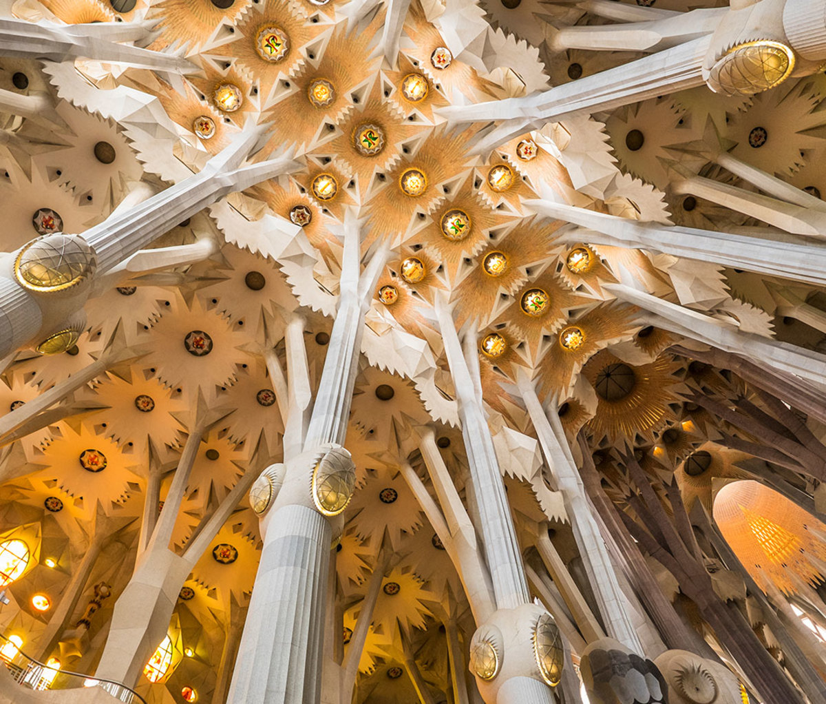 Spain, Barcelona, Sagrada Familia church interior
