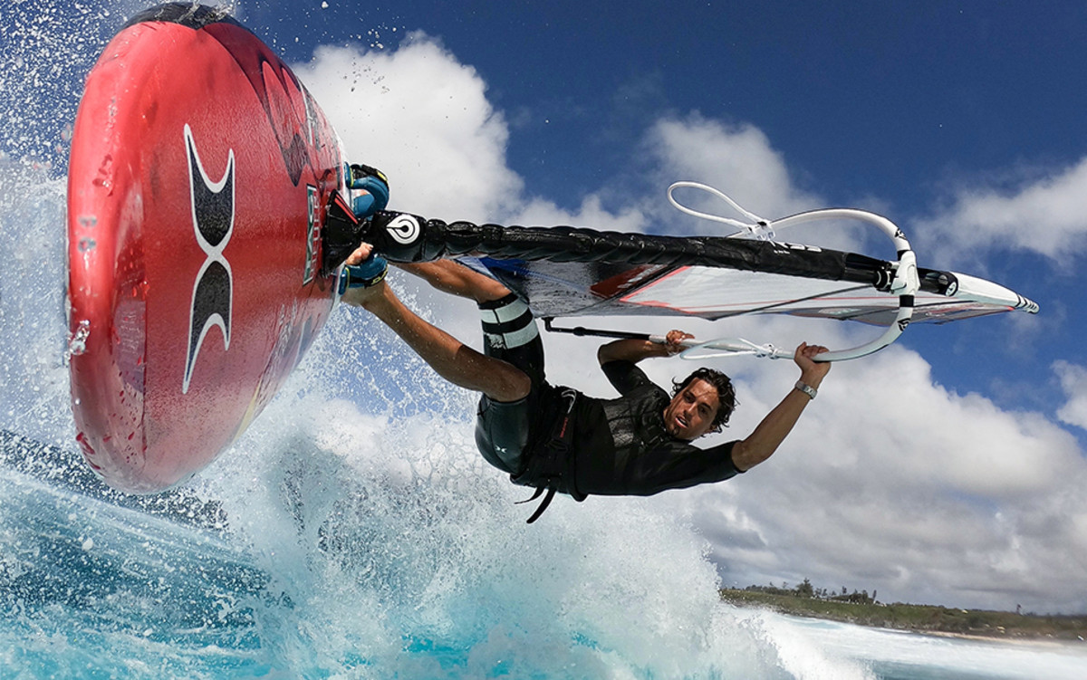 Beyond foiling and big wave surfing, Lenny also happens to be a world-class windsurfer.