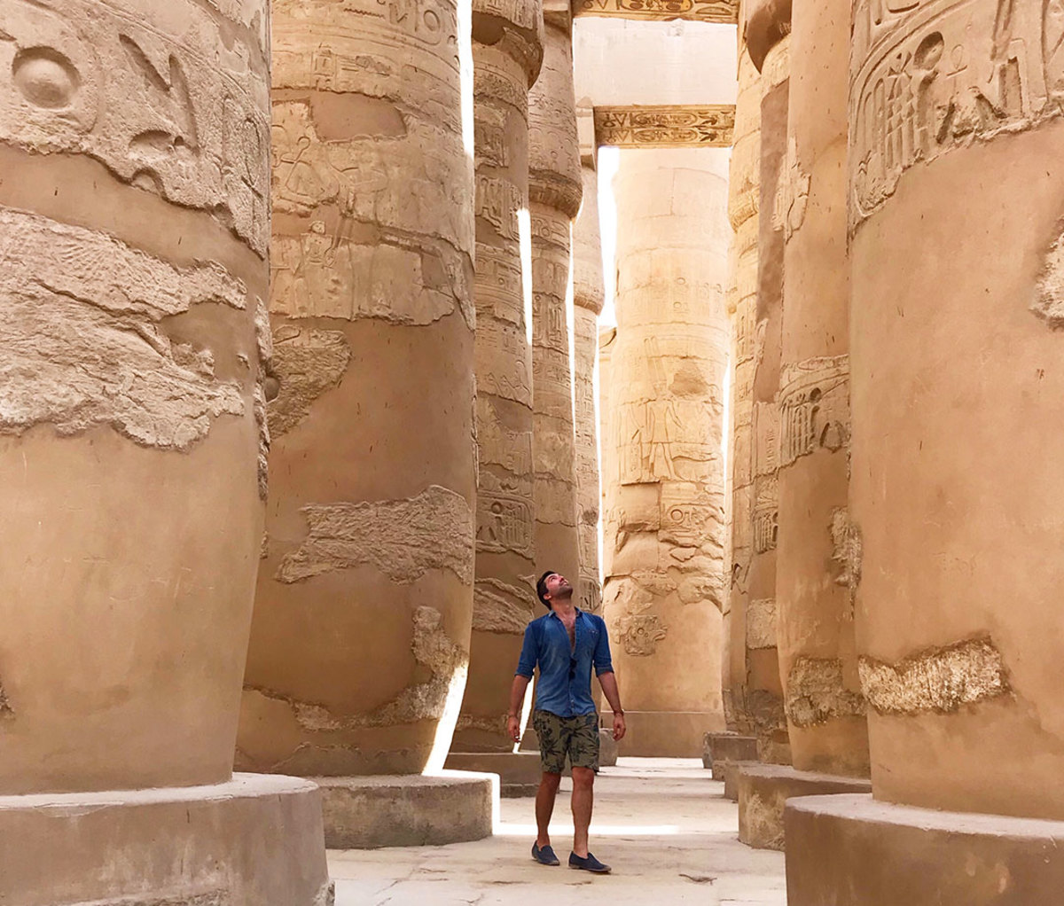 Author Ian Centrone exploring Karnak Temple