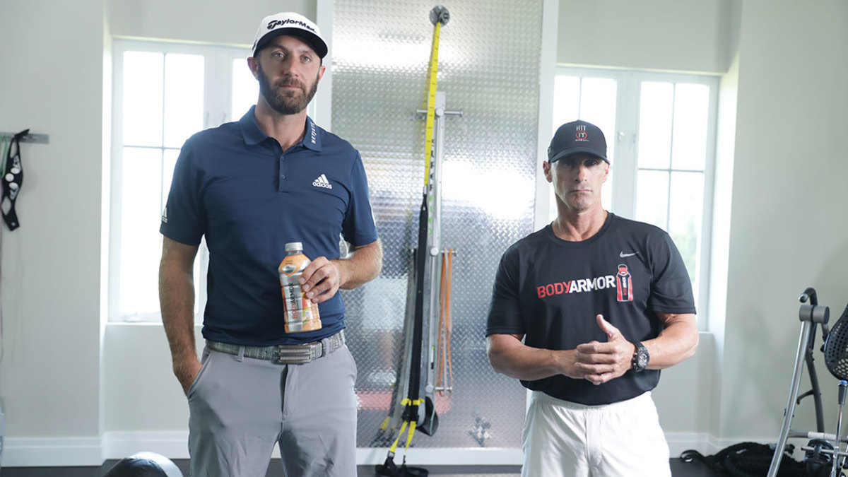 Dustin Johnson and trainer Joey Diovisalvi