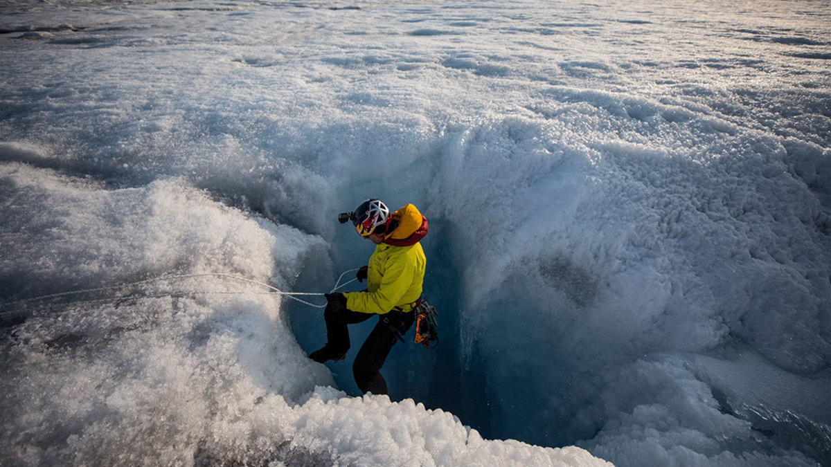 Will Gadd exploring the Greenland Ice Sheet
