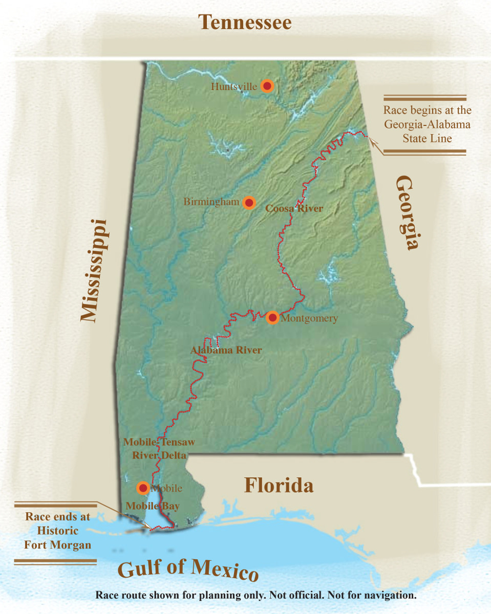 Map of the Great Alabama 650. Image Jim Felder, courtesy of the Alabama Scenic River Trail
