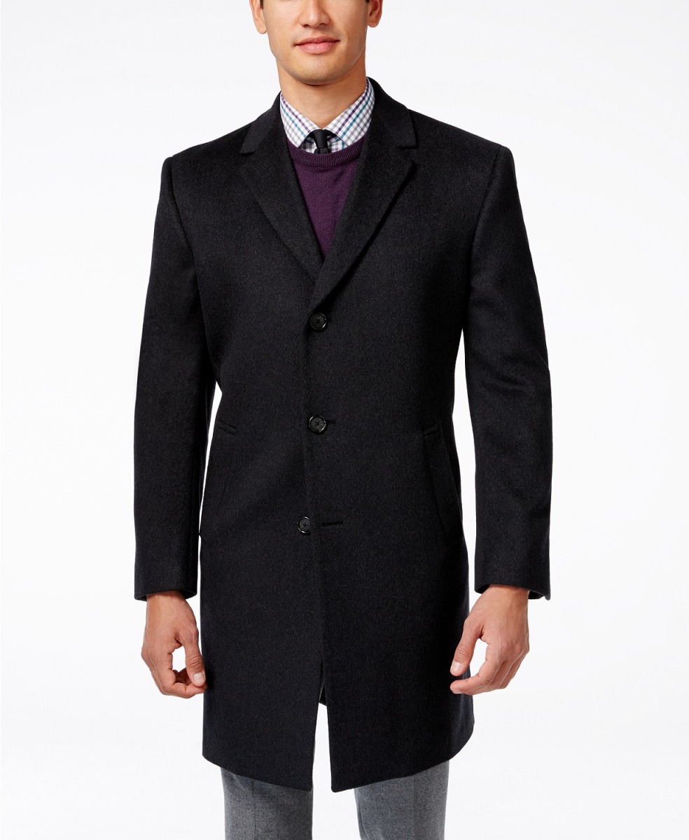 Kenneth Cole Reaction Raburn Wool-Blend Over Coat Slim-Fit