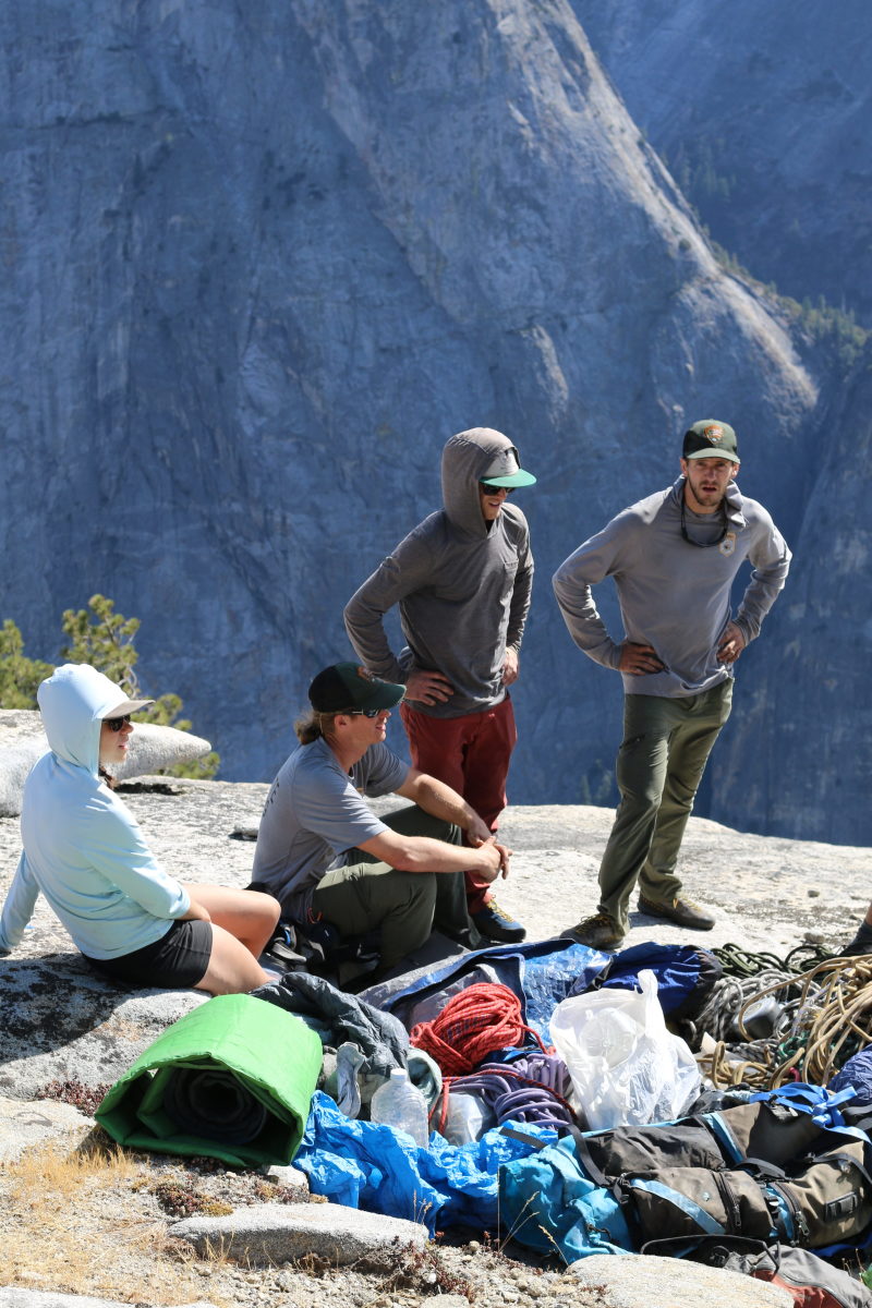 Climbing Rangers survey the trash on El Cap