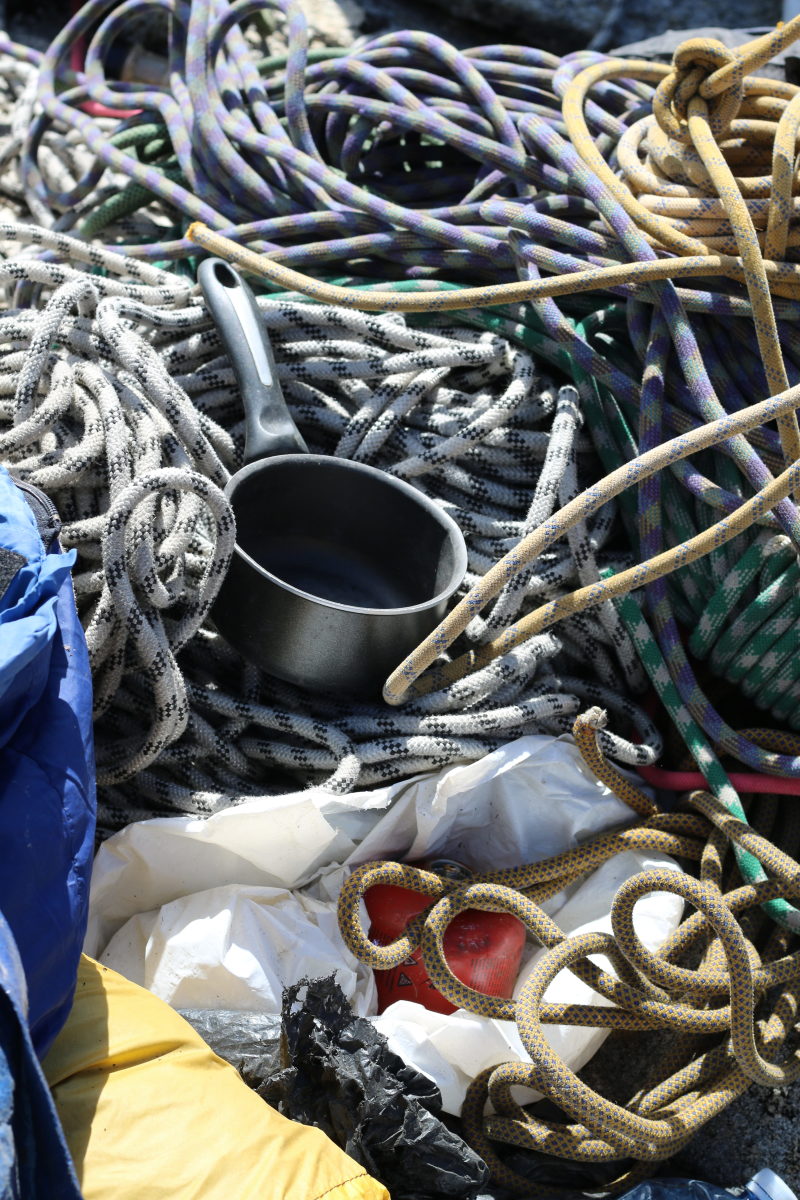 Old Ropes and a pot left on El Cap