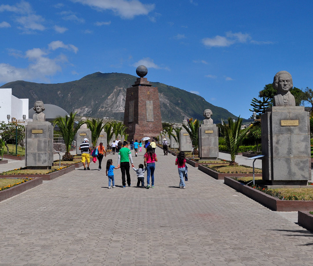 People visit the Middle of the World Monument in Quito, Ecuador