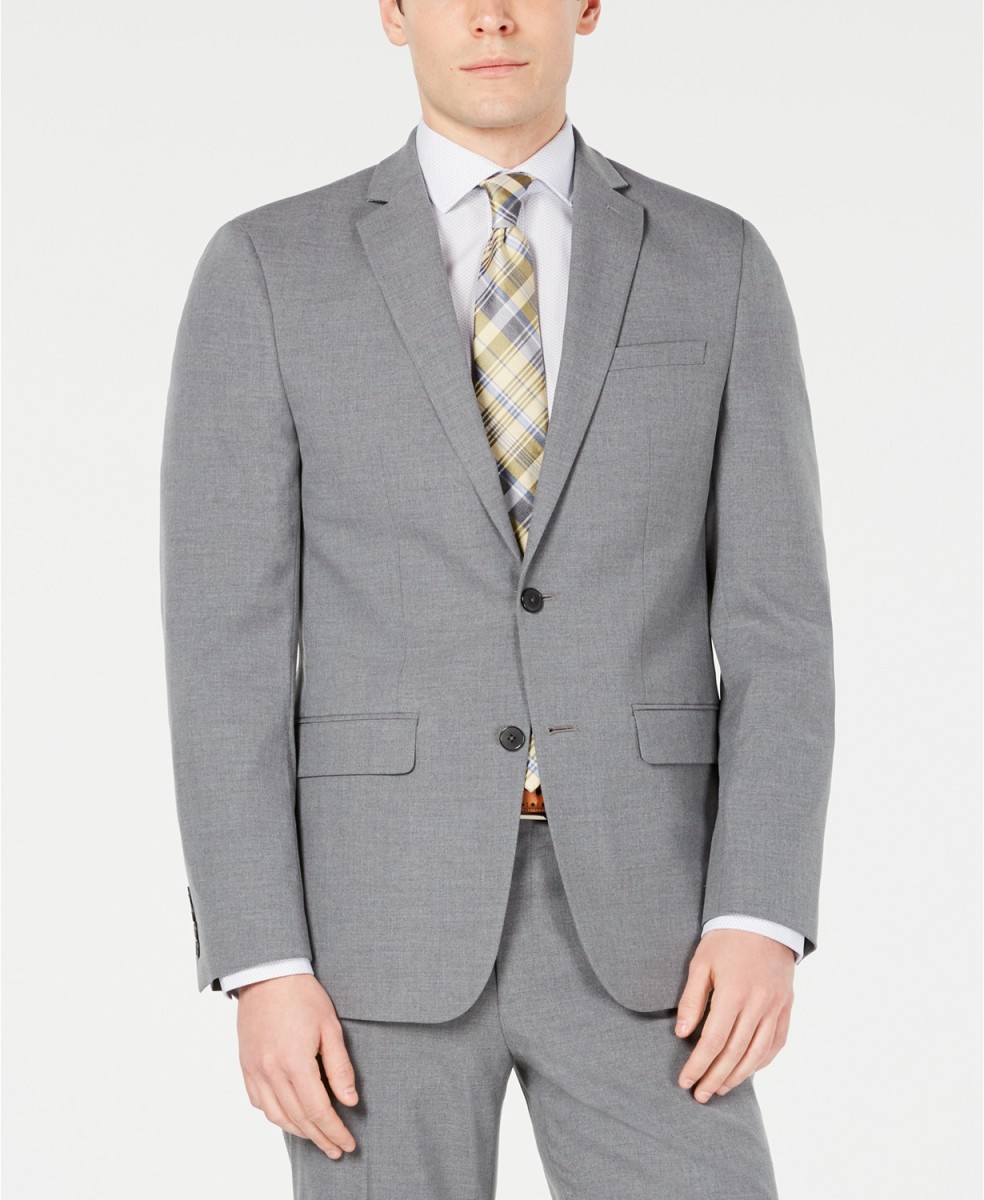 Van Heusen Slim-Fit Flex Stretch Gray Sharkskin Suit