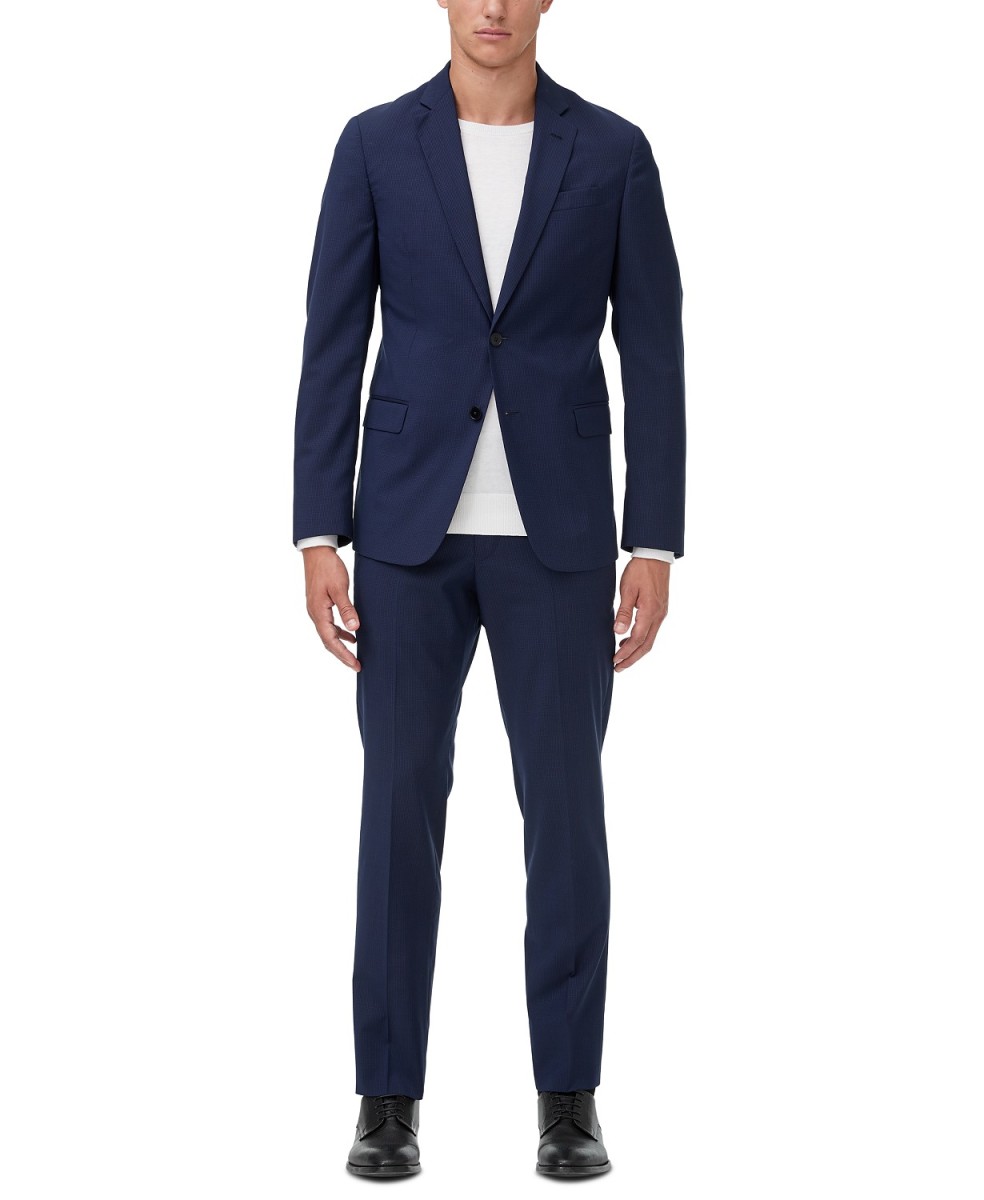 Armani Exchange Slim-Fit Blue Textured Micro Stripe Suit