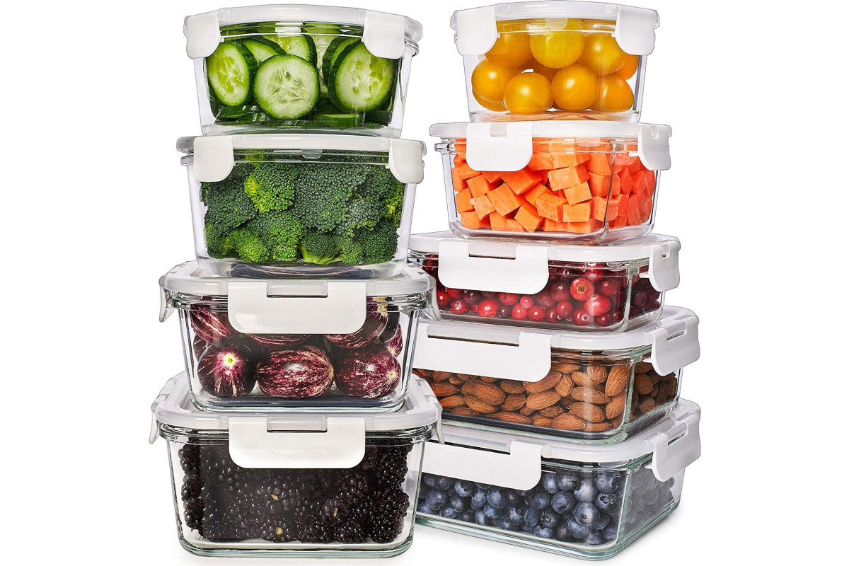 Prep Naturals Glass Food Storage Containers with Lids