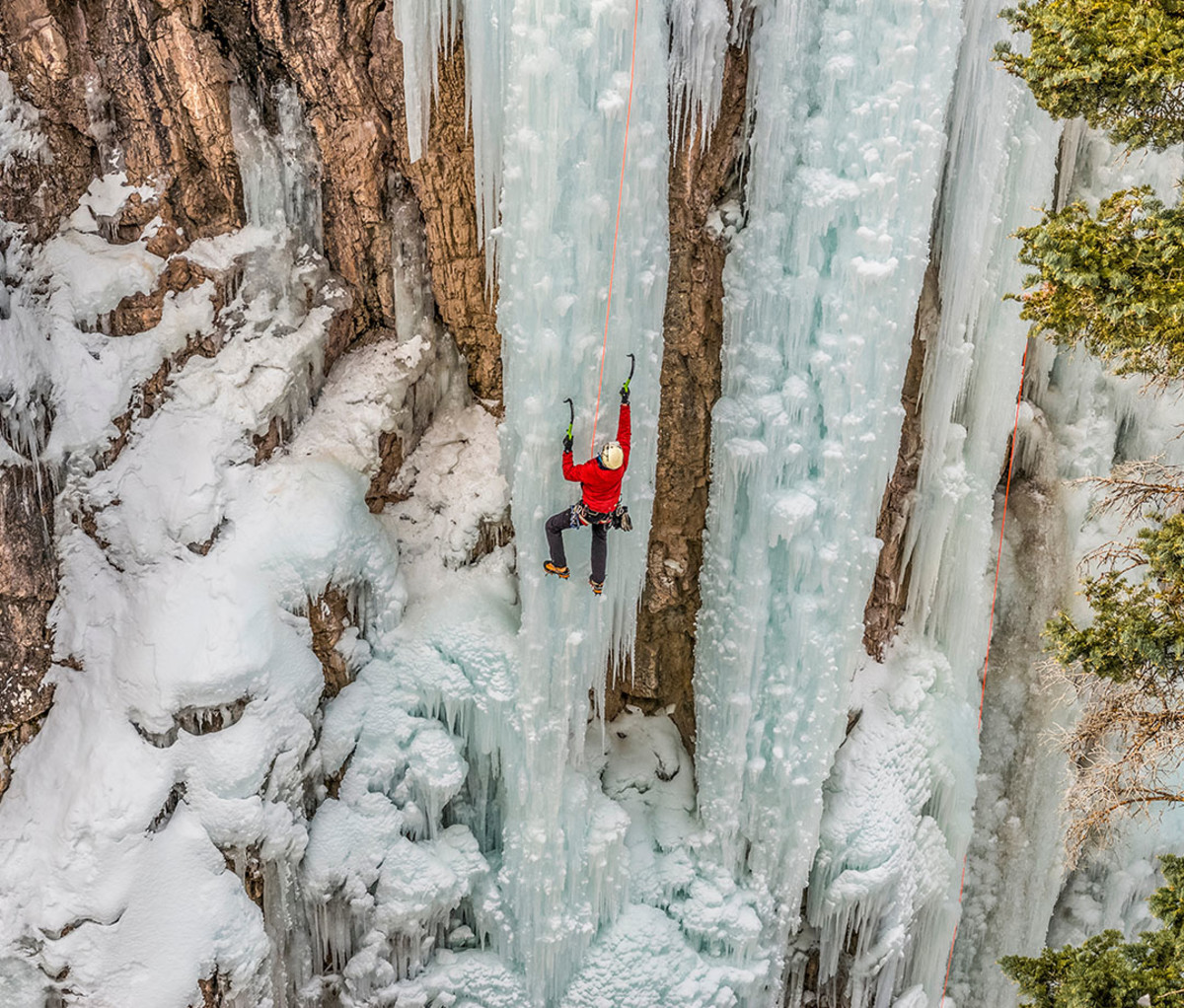 Ice climbing at Ouray Ice Park in Colorado