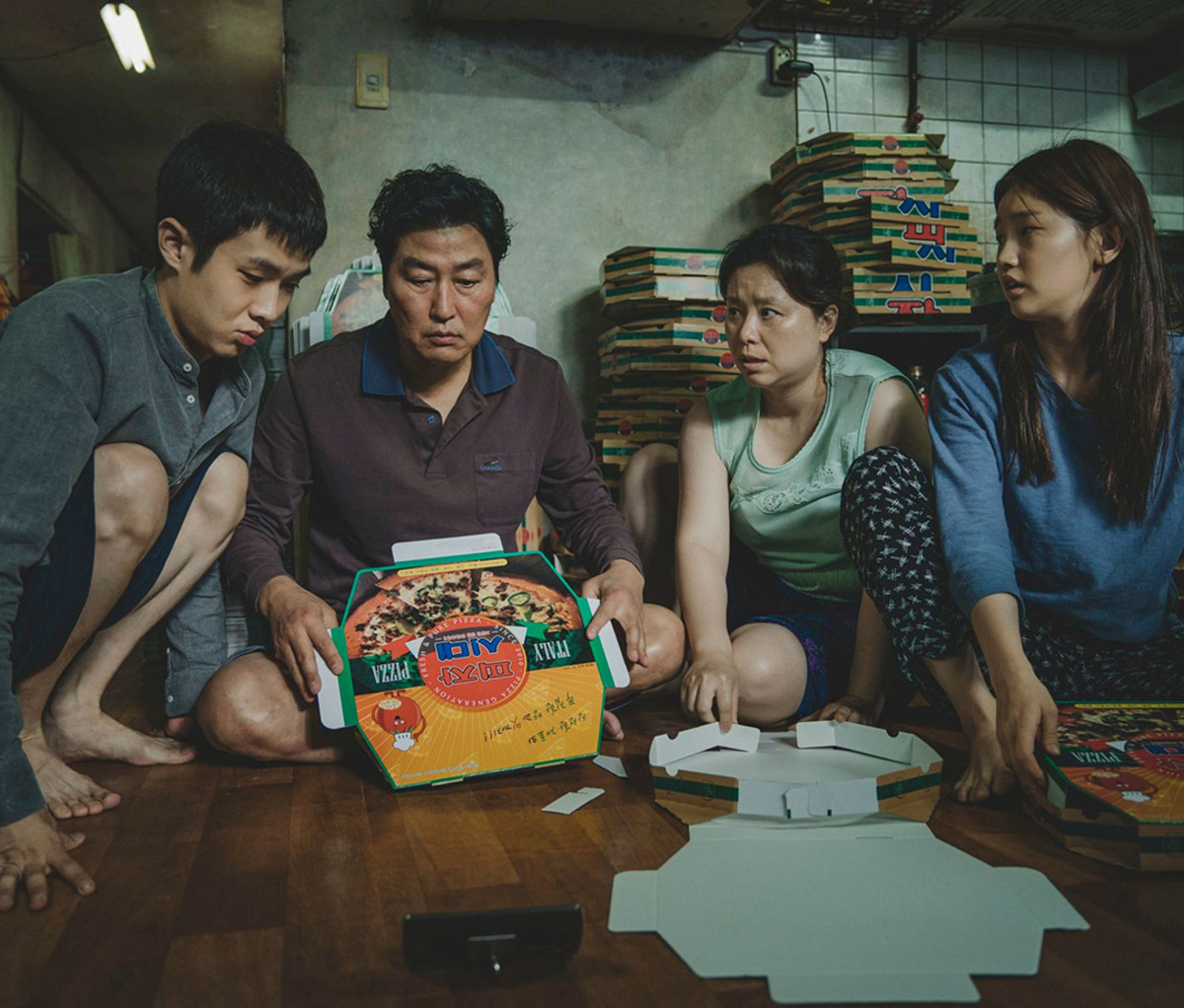Kang-ho Song, Choi Woo-shik, Hye-jin Jang, and Park So-dam in