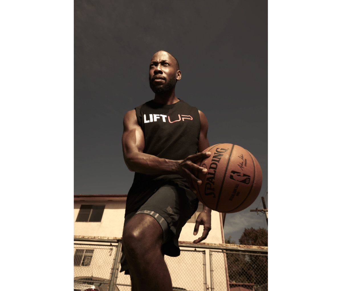 Lamorne Morris playing basketball between intense workouts