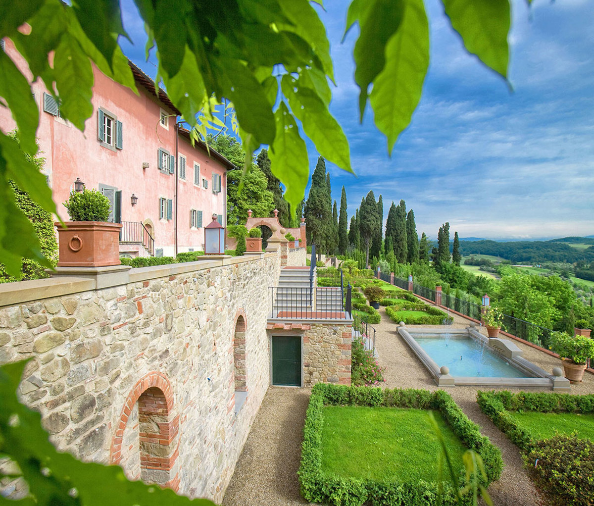 The grounds at 14th-century Villa Barberino in Tuscany