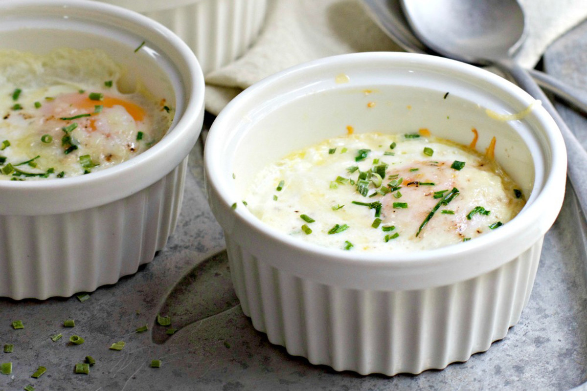Cheesy-Chive Baked Eggs