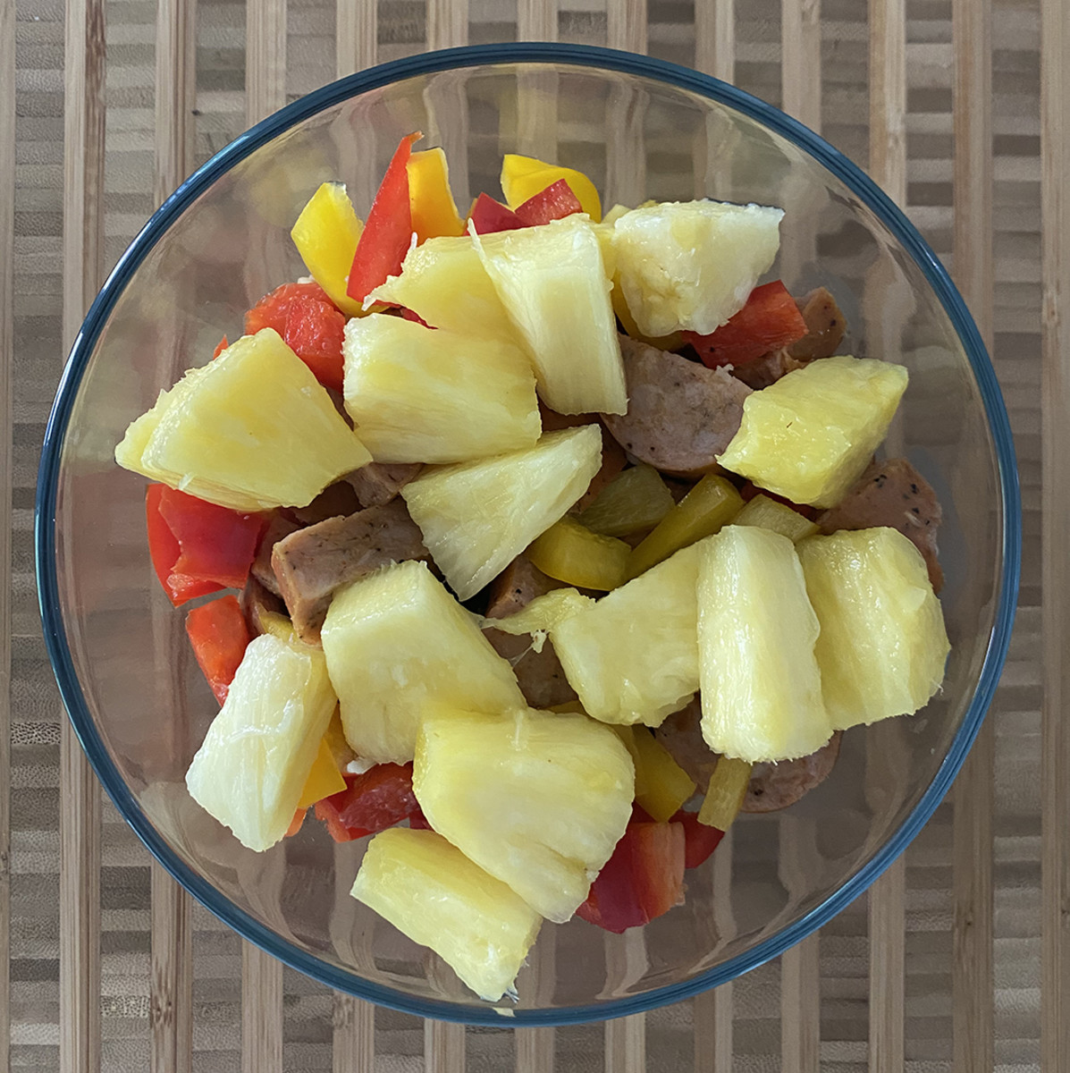 Rice Sausage Peppers Pineapple Bowl