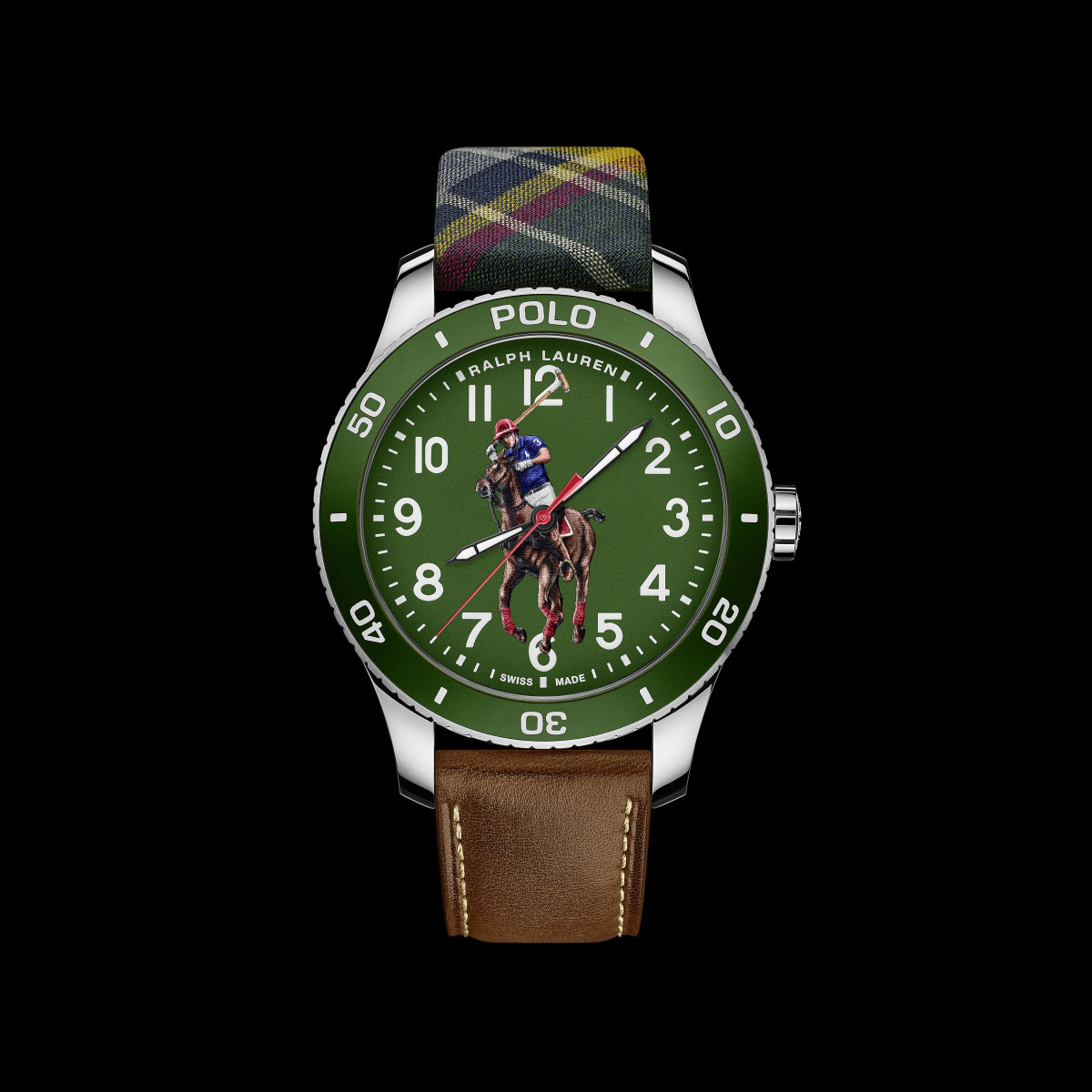 Polo Watch - Green on silk & calf