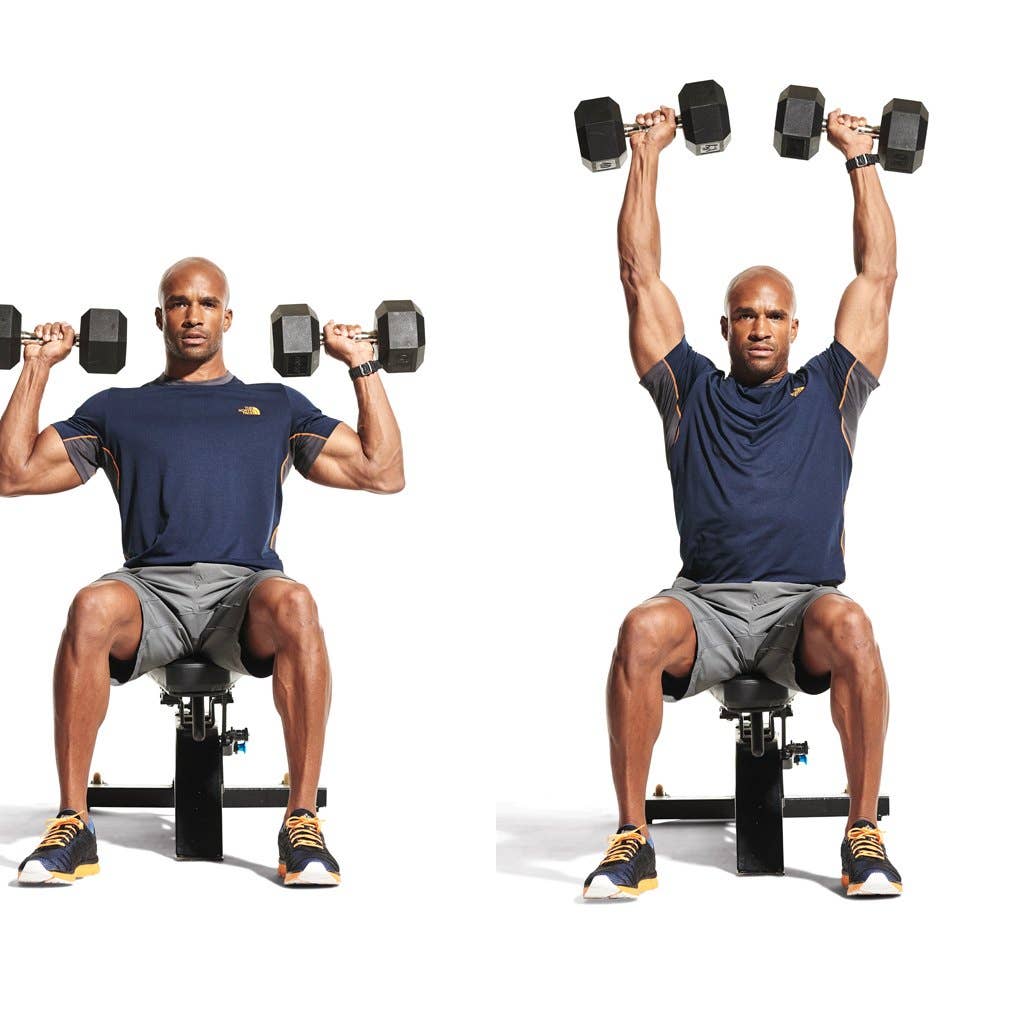 Seated dumbbell overhead press