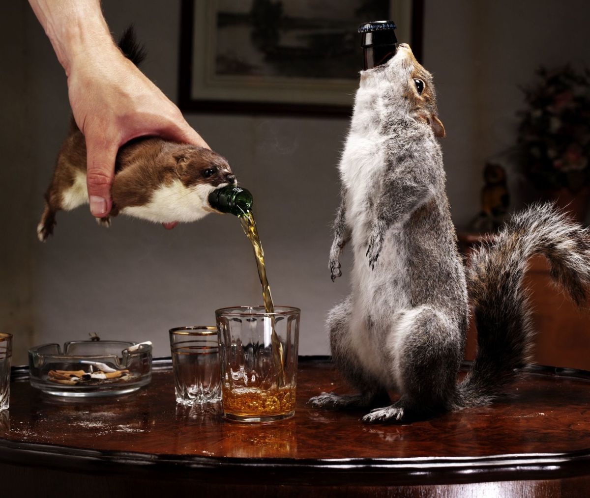 BrewDog End of History served in a taxidermy squirrel.